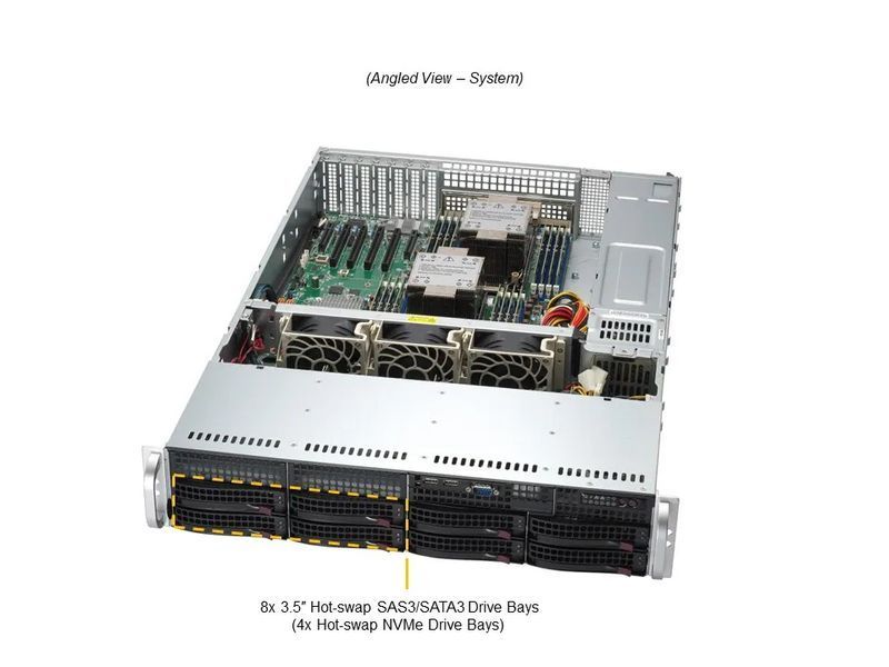 Сервер RIM 2000 R2I2001.02 (SYS-621P-TR) 2U, 2xPSU, 8x3.5" hot-swap, C741, 2x Xeon 4516Y+, 4x64GB DDR5 ECC Reg, 2x480GB SSD, 4x3840GB SSD, 2x1GbE, VGA 9843861 фото