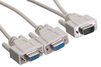 Кабель: Goobay 75.09.5138 Комутатор моніторний,VGA HD15 1x2 Splitter,Pas Y-Form 0.2m,Standart,,сірий 9774840S фото