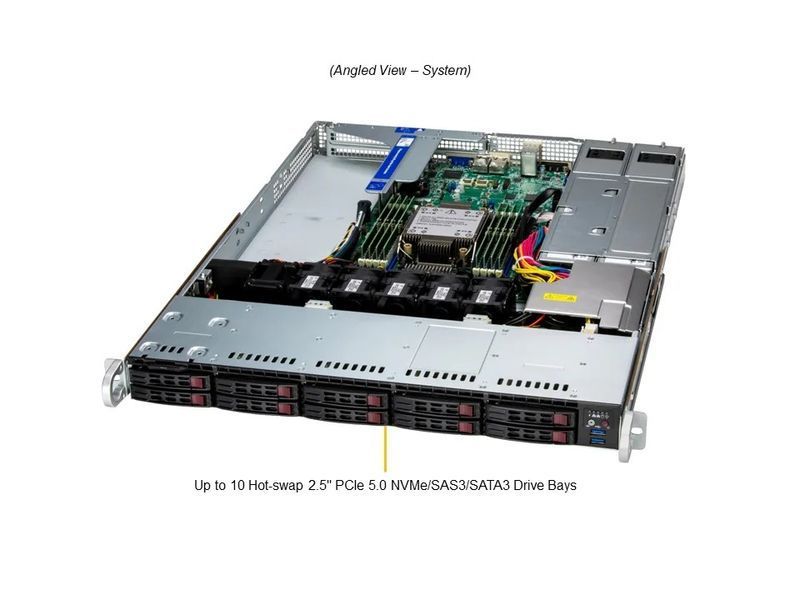 Сервер RIM 2000 R1I1023.01 (SYS-112B-WR) 1U, 2xPSU, 10x2.5" hot-swap, Xeon 6517P, 2x32GB DDR5 ECC Reg, 2x480GB SSD, 2xM.2, 2x1GbE, VGA, IPMI 2.0 9844250 фото