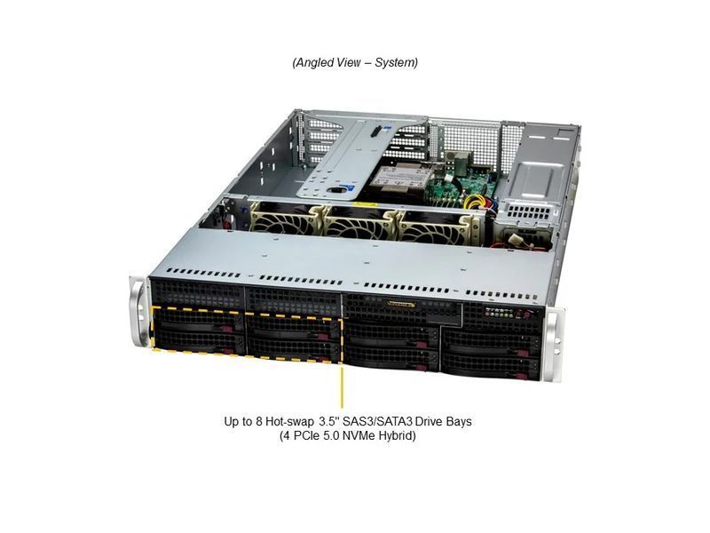 Сервер RIM 2000 R1I2006.02 (SYS-522B-WR) 2U WIO, 2xPSU, 8x3.5" (4xNVMe), Xeon 6732P, 2x64GB DDR5 ECC Reg, 2x480GB SSD, 4x1920GB SSD U.2, VROC, 2x1GbE 9844265 фото
