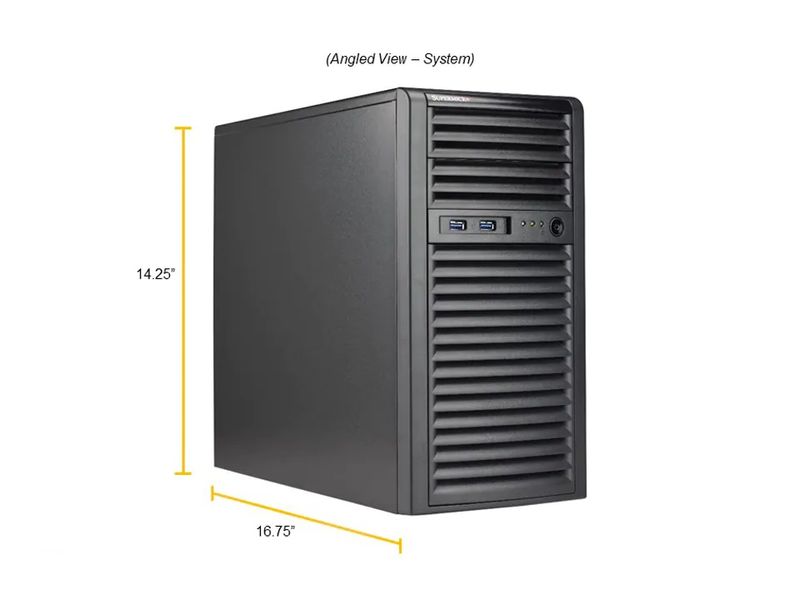 сервер Supermicro SYS-530T-I Midi-Tower, 1xPSU, iC256, Xeon E-2378 (8-core, 2.6GHz), 2x32G DDR4 ECC, 2xSSD 960GB, 2x1GbE, IP-KVM, Video 9834848 фото