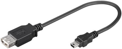 Кабель: Goobay 75.09.5006 Перехідник USB2.0 AF/miniB(M) 5pin 0.2m,Standart,пластик,чорний 798543S фото