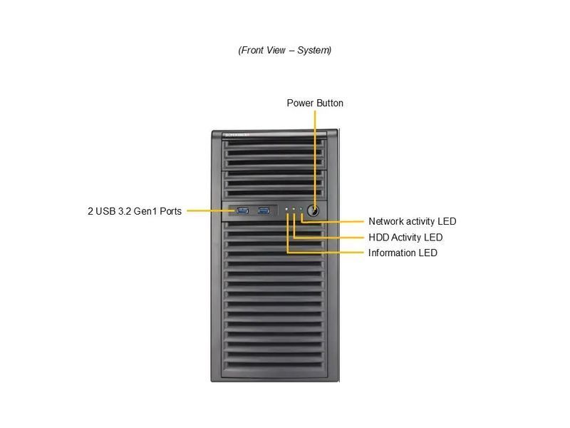 Сервер RIM 2000 T1IN001.01 (SYS-531R-i) Mini-Tower, 1xPSU, C262, Xeon 6325P, 2x16GB DDR5 ECC, ext. 2x5.25", 4x3.5", 2xSSD 480GB, 2xHDD 2TB, 2x1GbE, IP 9843877 фото